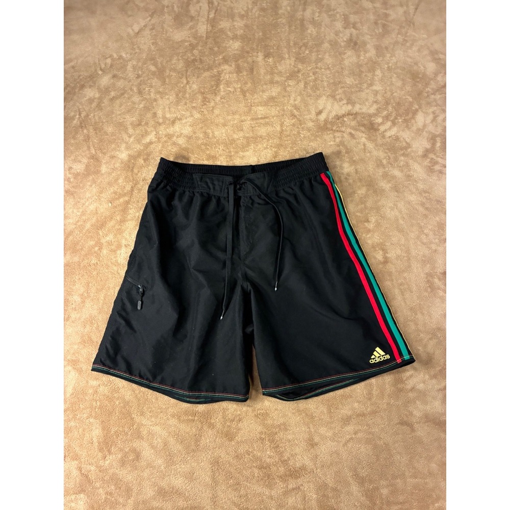Adidas Mens Original Rasta Jamaica 3-Stripe Swim Shorts Black XXL Chile 20 Lined